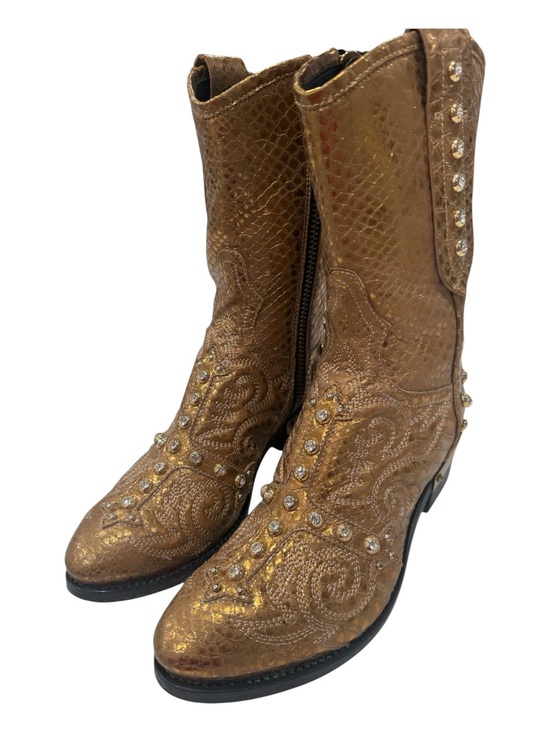 Baldan Shoes - BALDAN embellished gold python luxury boots, 38, never worn